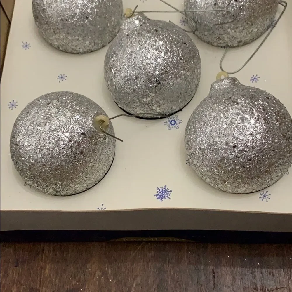 ‎Vtg Jewelbrite glitter Christmas ornaments in box